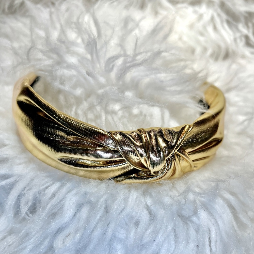 Trendy Gold Satin Knotted Headband